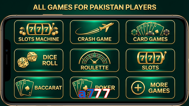 Main screen of A777 games page for PK players